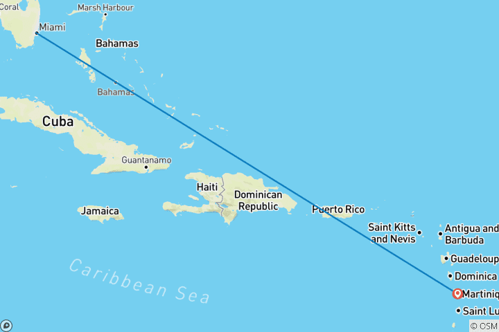 Map of Miami, Martinique & Dominica: Vice City meets Caribbean Sun (from Miami to Martinique)