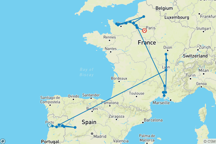 Map of France and Portugal Encounter 2026