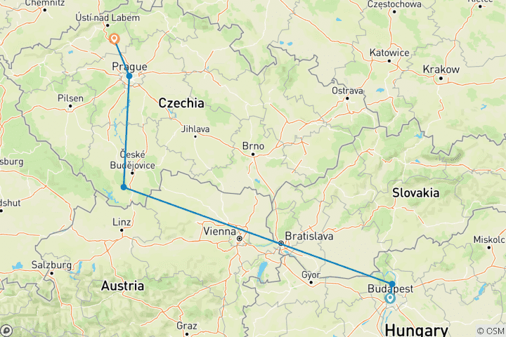 Carte du circuit Les saveurs du Danube - Une croisière viticole avec Prague