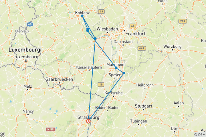 Map of The Rhine in flames in Oberwesel