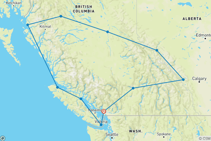 Karte von Westkanada & Rocky Mountaineer