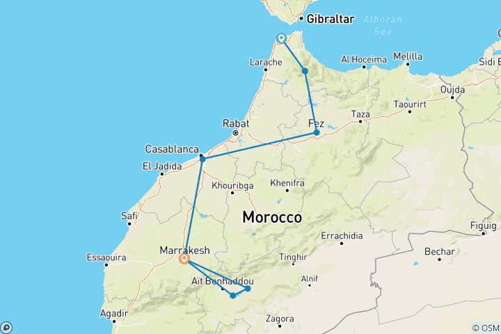 Map of Morocco: North, South & Marrakech