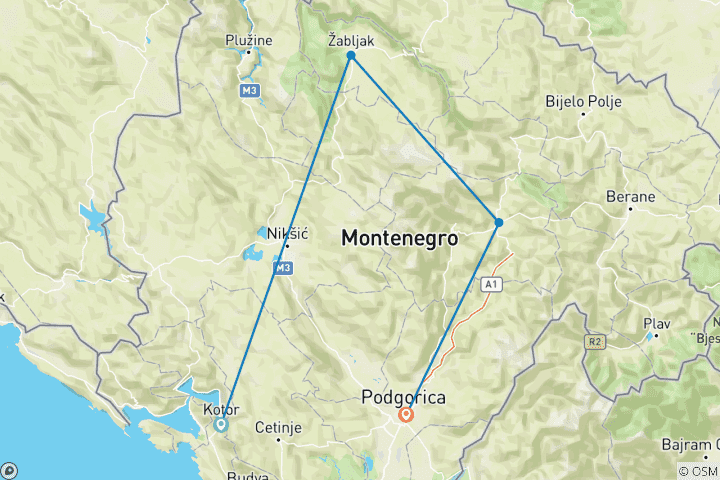 Carte du circuit Découvrez le Monténégro