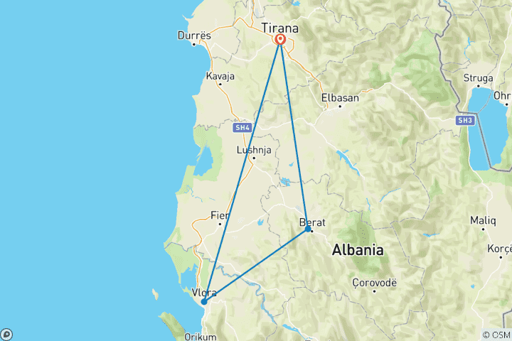 Carte du circuit Découverte de l'Albanie