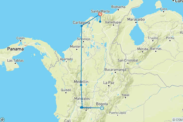 Map of Colombia Adventure & Lost City Trek