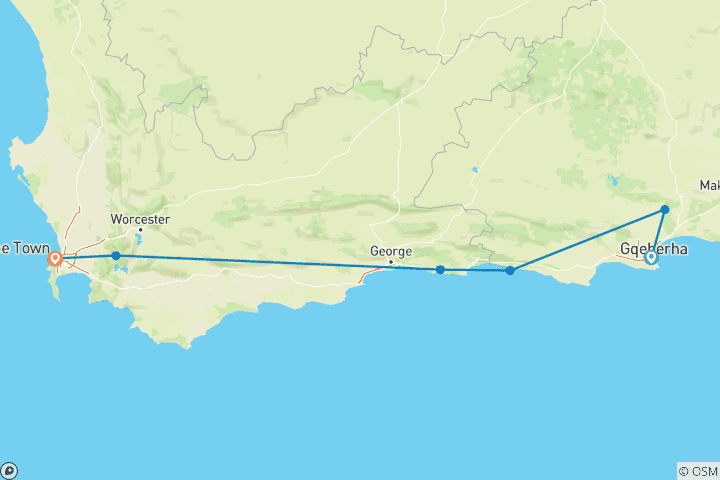 Map of South Africa: The Garden Route