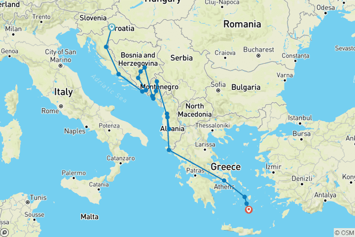 Map of Zagreb to Santorini: 35 Unforgettable Days