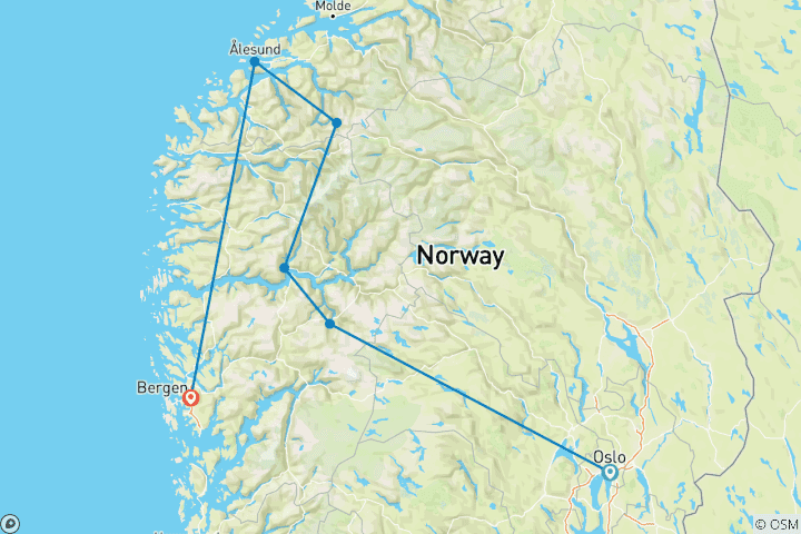 Map of Definitive Norway Small Group Tour