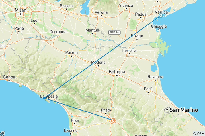 Map of Journeys: Northern Italy, Venice to Florence National Geographic Journeys