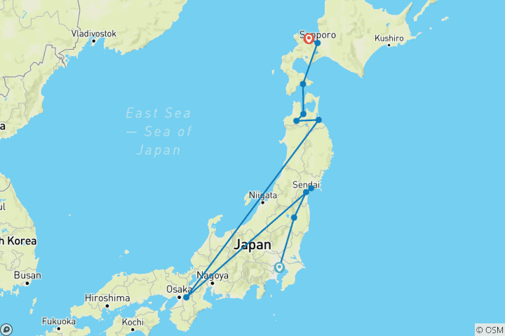 Carte du circuit Merveilles cachées du nord du Japon