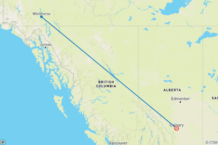 Carte du circuit Aventure des aurores boréales au départ de Calgary