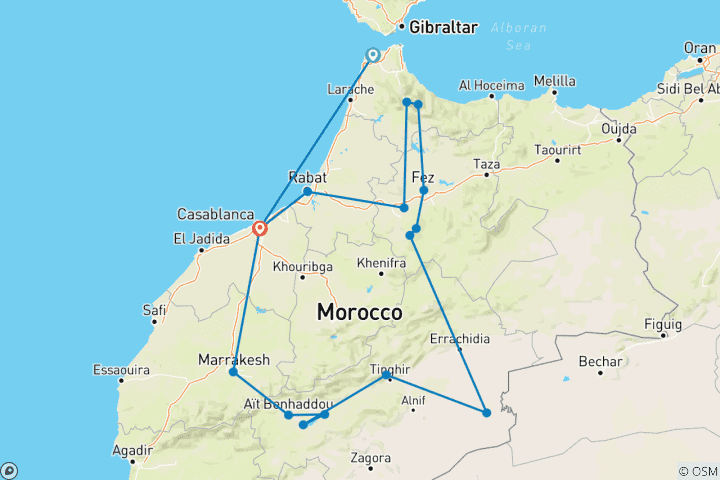 Map of Magical Morocco From Tangier - 14 days