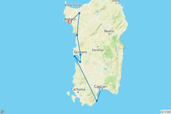 Map of South to North Sardinia Express