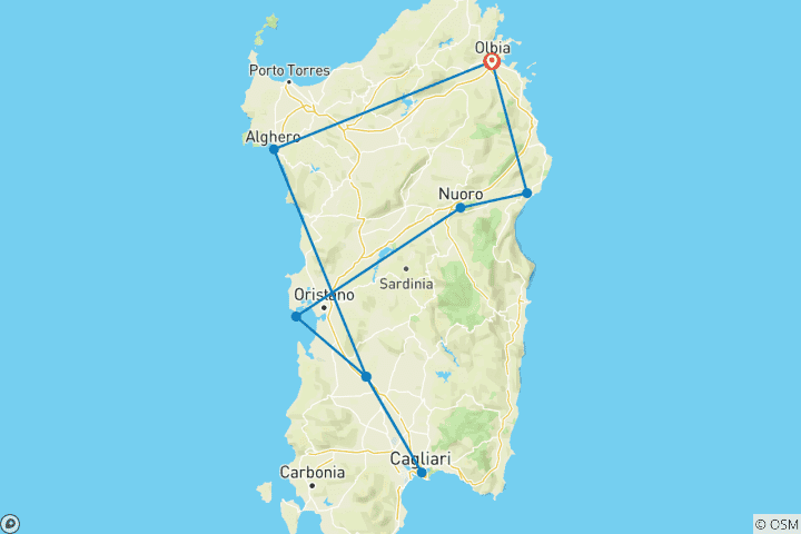 Map of Sardinia Escape: An 8-Day Island Adventure