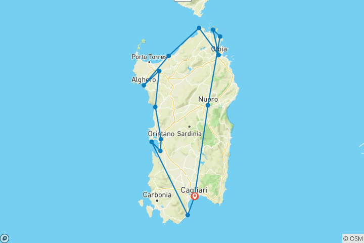 Map of Sardinia Escape: An 8-Day Island Adventure