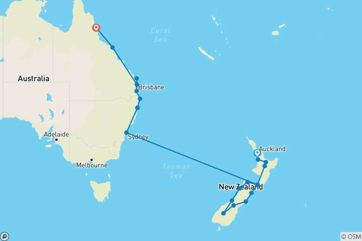 Map of Australia & New Zealand:  A Month Down Under