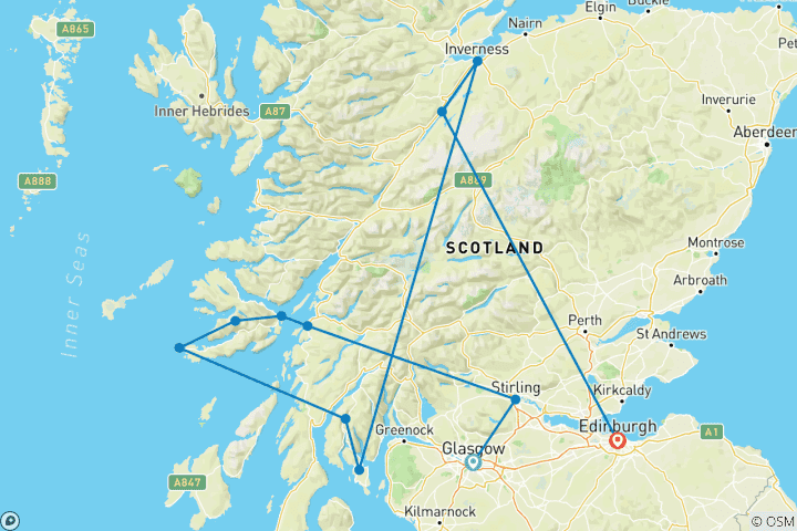 Map of Scenic Scotland (Small Group, 8 Days)