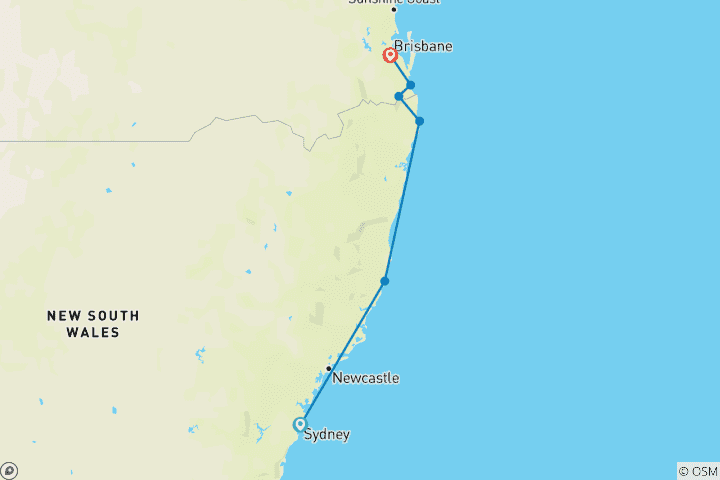 Map of One Week from Sydney to Brisbane