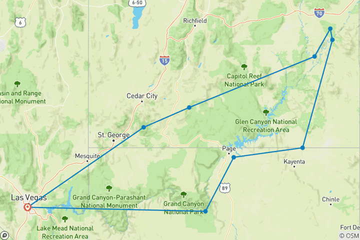 Map of Super Southwest USA - 7 days