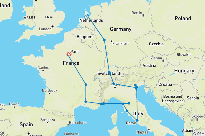 Map of European Accent (Start Amsterdam (2026 Onwards), 15 Days)