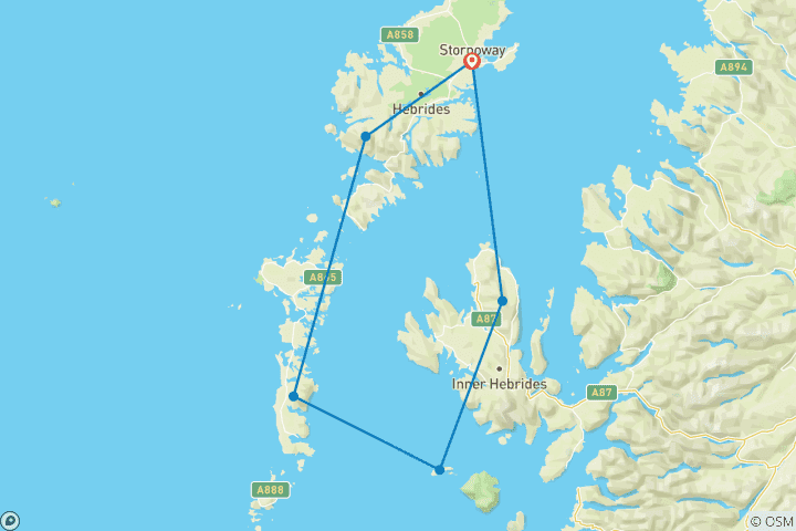 Map of On the road on wild islands in northwest Scotland