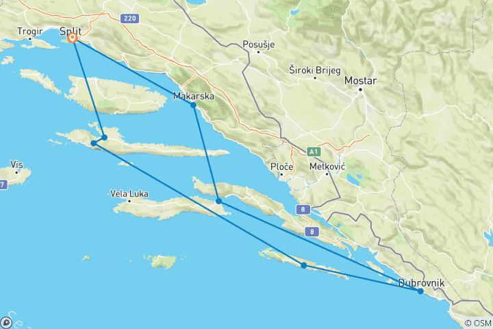 Mapa de Navegar por Croacia - Agosto