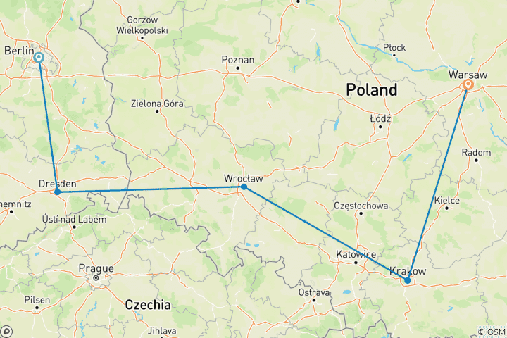 Carte du circuit Voyage à Berlin et en Pologne - 9 jours