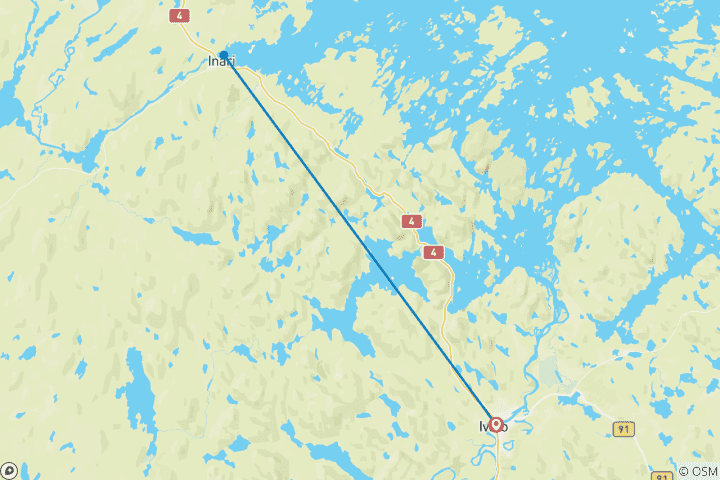 Kaart van Actieve week aan het Inari meer