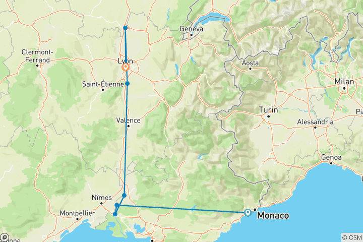 Mapa de La dicha del Ródano: Viaje a la Vendimia del Beaujolais