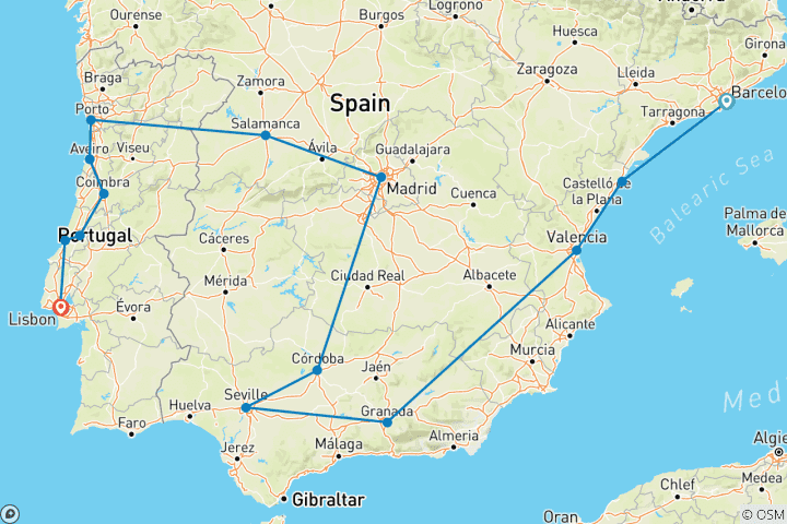 Carte du circuit L'Espagne et le Portugal dévoilés : Circuit en petit groupe