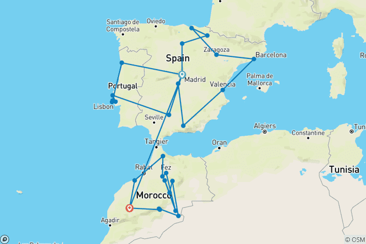 Map of Best of Spain, Portugal and Morocco (Winter, 28 Days)