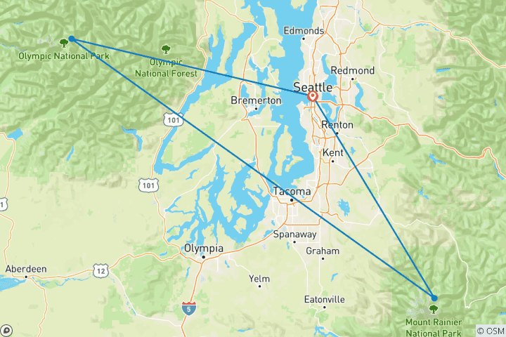 Mapa de Aventura en las Cascadas y las Olimpiadas de Washington