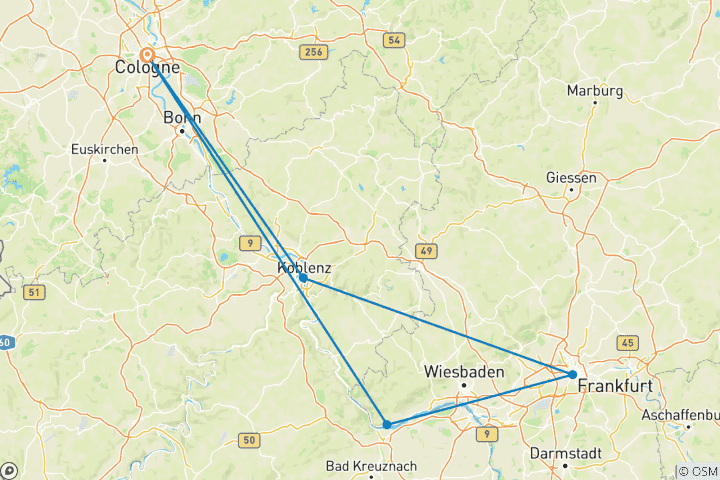 Map of Rhine Mini Cruise Main & Lorelei 2024