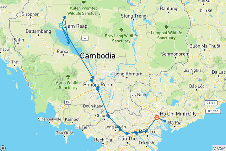 Kaart van Wonderen van Cambodja, Vietnam & de Mekong 2026-2027|2027-2028