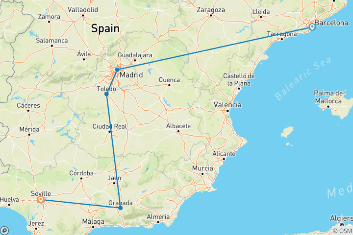 Map of Best of Spain Small Group Tour