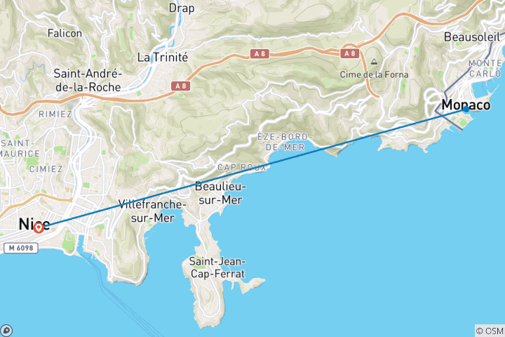 Map of 6 Day Nice and Monaco