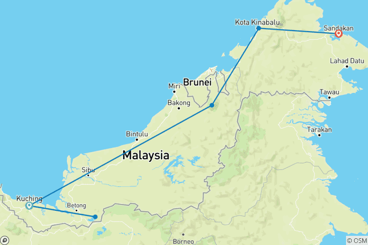 Map of Premium Borneo in Depth (6 destinations)