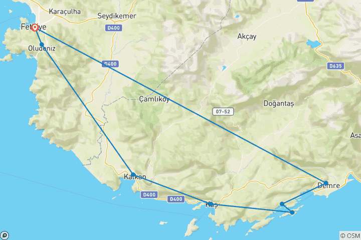 Map of Sail Turkey 18 to 39 Young Adults