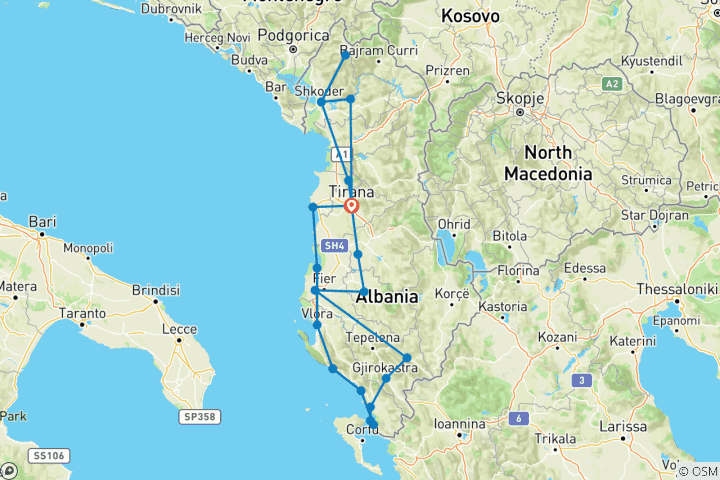 Map of Full Albanian Experience: A 10 Day Tour