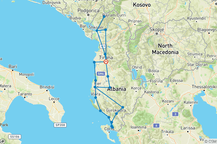 Map of Full Albanian Experience: A 10 Day Tour