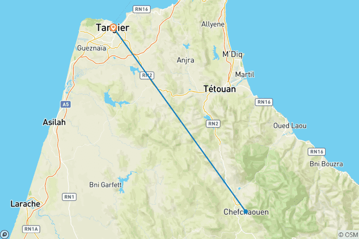 Map of Tangier & The Blue City - 4 days