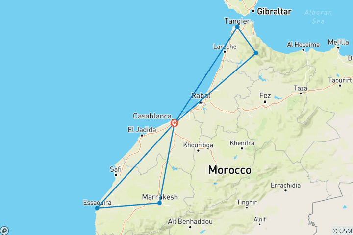 Carte du circuit Casablanca & Côte avec Chefchaouen - 9 jours