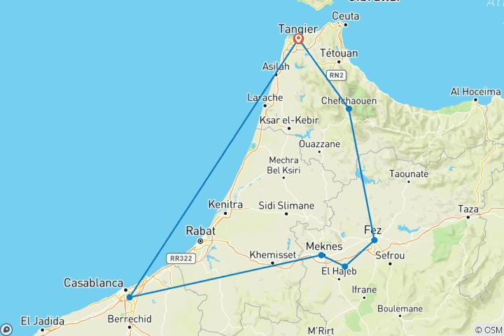 Map of Northern Morocco Explorer - 7 days