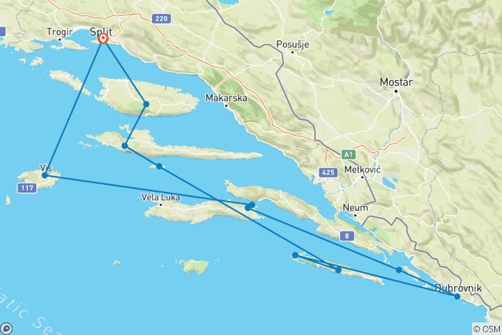 Map of Paradise Cruise by Adriatic Princess