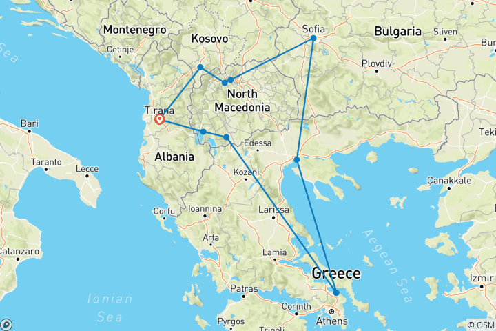 Map of PRIVATE - Balkan Ring A Circular Adventure From Tirana