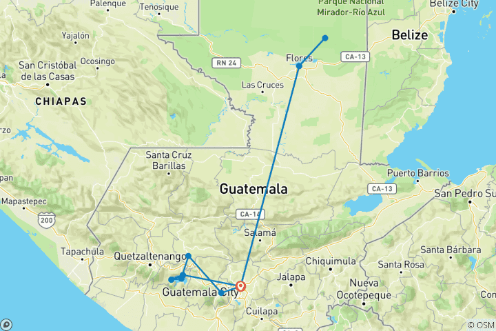 Map of Magical Guatemala in 6 days