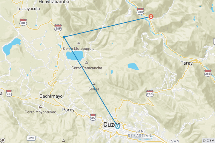 Kaart van Huchuy Qosqo Picknick Hele Dag