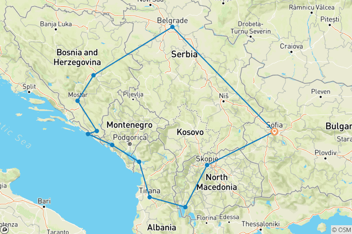 Map of PRIVATE - Balkan Ring A Circular Adventure From Sofia