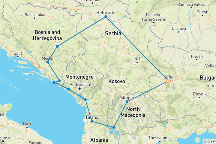 Mapa de Privado - Anillo de los Balcanes - Una aventura circular desde Sofía