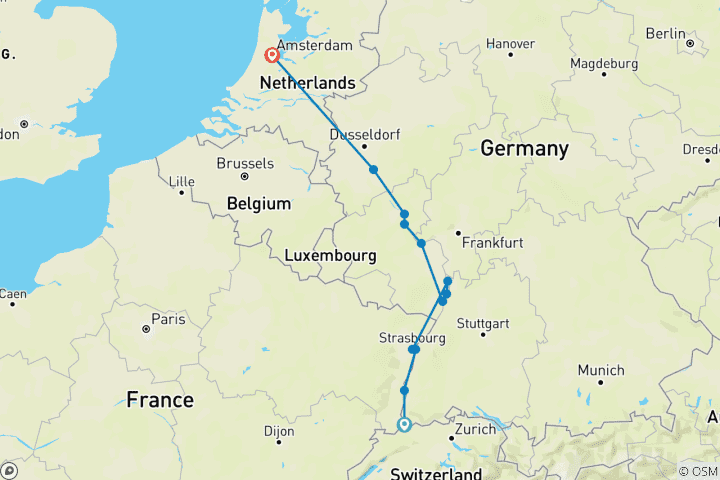 Map of Castles along the Rhine (2026) (Basel to Amsterdam, 2026)